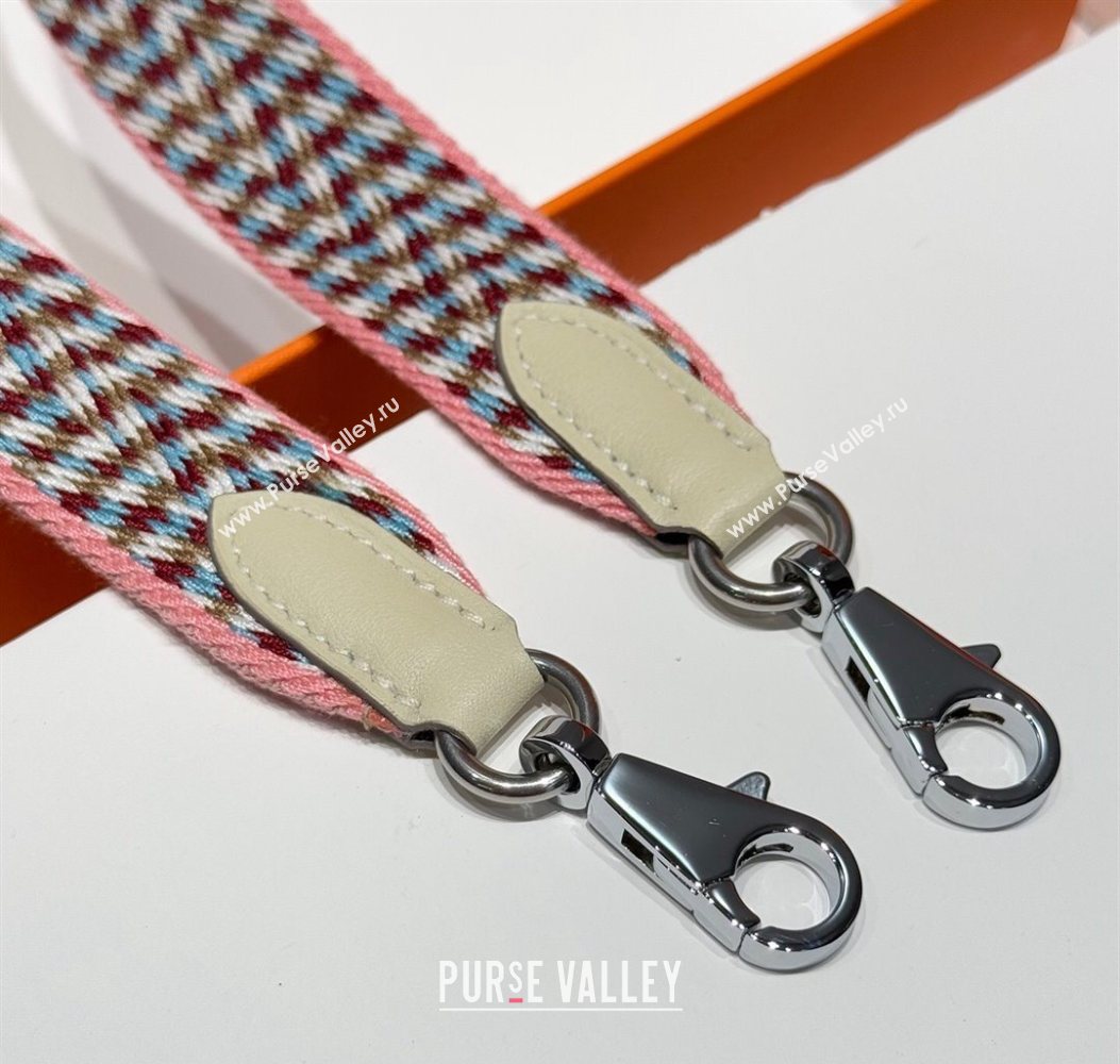 Hermes Canvas Bag Strap 2.5x105cm Light Pink/Silver 2025 1008 (FL-251008002)