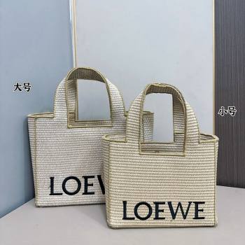 Loewe Small/Medium LOEWE Front Tote Bag in Raffia Straw Beige/Khaki 2024 0402 (MAO-240402099)