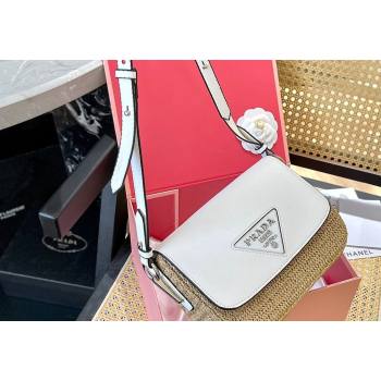 Prada Straw and Leather Flap bag White 2024 0513 (XMN-240513122)