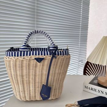 Prada Wicker Basket bag Blue 2024 0513 (XMN-240513136)