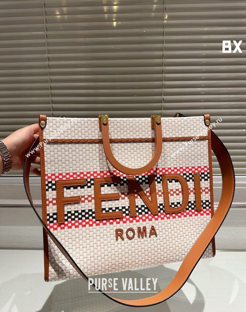 Fendi Sunshine Medium Tote Bag in Staw Tan Brown 2024 0618 (MAO-240618018)