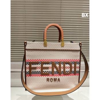 Fendi Sunshine Medium Tote Bag in Staw Clay Brown 2024 0618 (MAO-240618019)