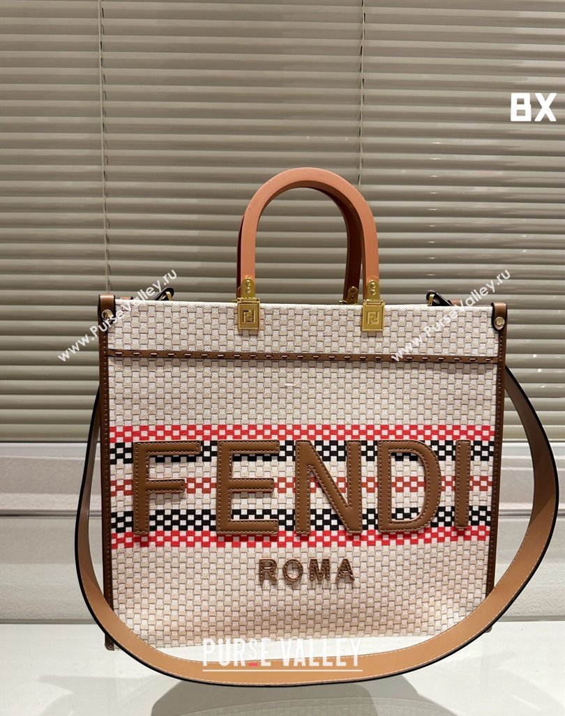 Fendi Sunshine Medium Tote Bag in Staw Clay Brown 2024 0618 (MAO-240618019)