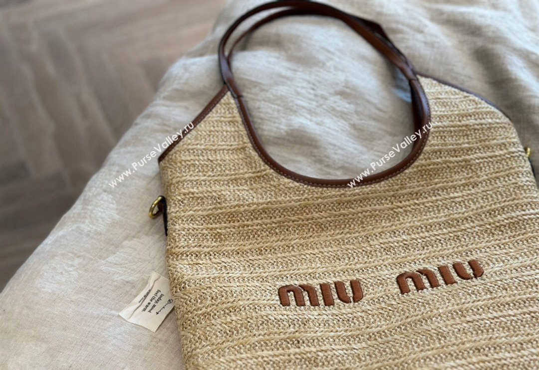 Miu Miu IVY Straw Tote bag Brown 2024 0618 (MAO-240618025)