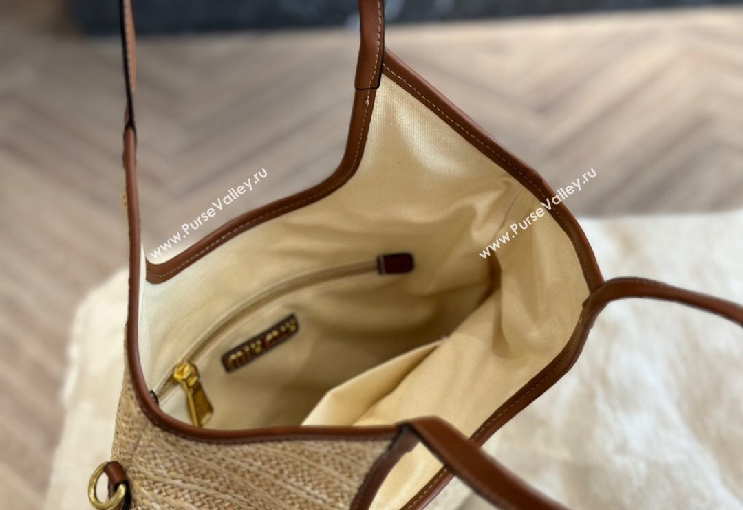 Miu Miu IVY Straw Tote bag Brown 2024 0618 (MAO-240618025)