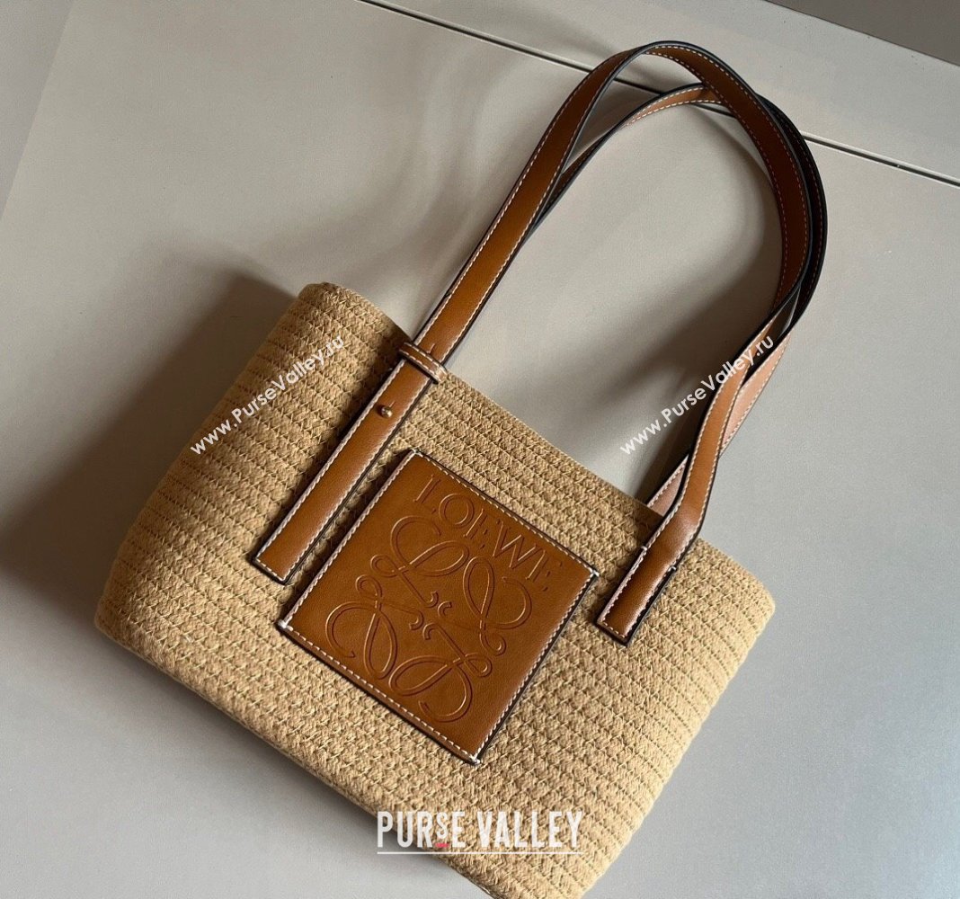 Loewe Anagram Straw Basket Tote Bag Khaki/Brown 2024 0618 (XMN-240618002)