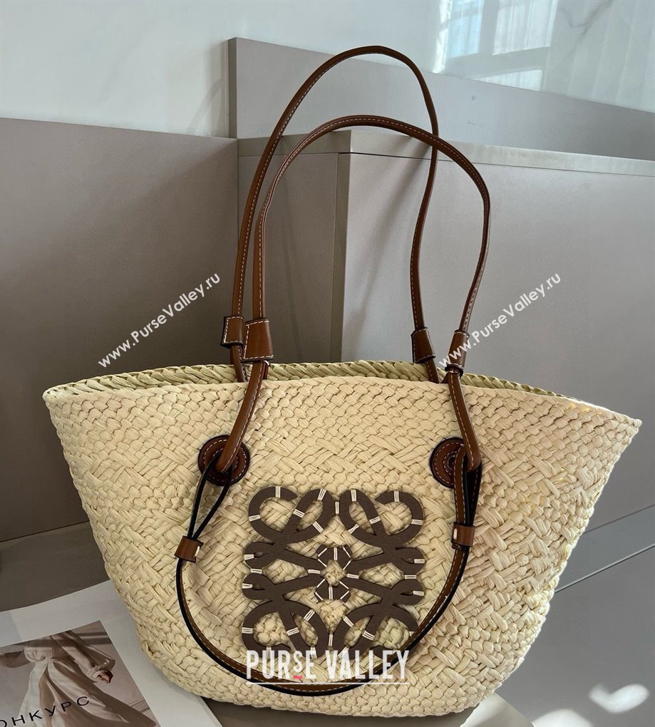 Loewe Straw Small Anagram Basket Bag Beige/Brown 2024 0618 (XMN-240618004)