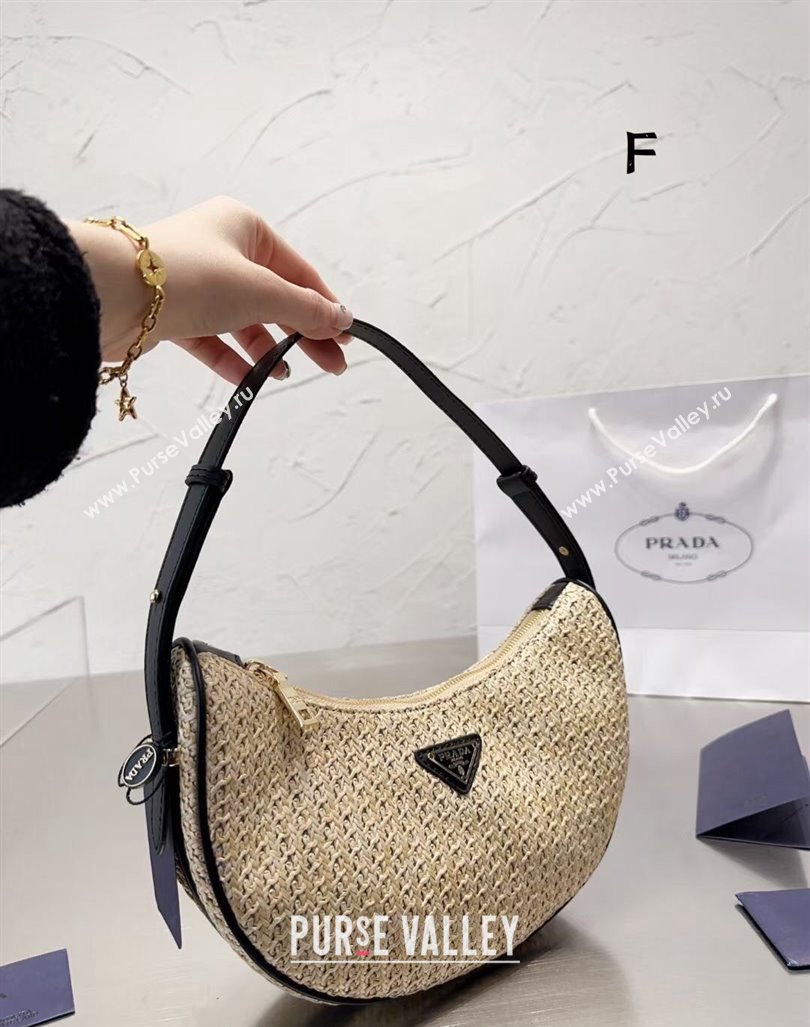 Prada Straw Hobo Bag Black 2024 0618 (MAO-240618059)