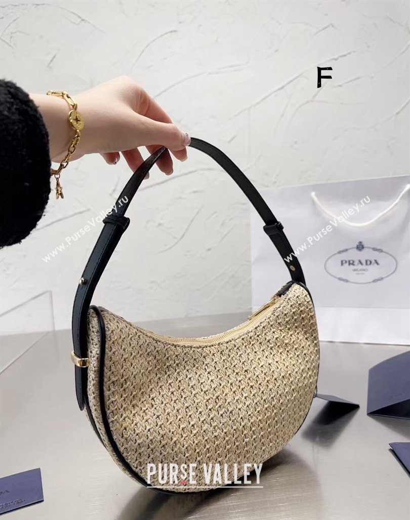 Prada Straw Hobo Bag Black 2024 0618 (MAO-240618059)