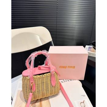 Miu Miu Wicker Mini Basket bag Pink 2024 0618 (MAO-240618031)