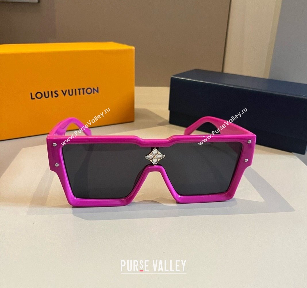 Louis Vuitton Cyclone Sunglasses Dark Pink 2024 0514 (XMN-240514187)