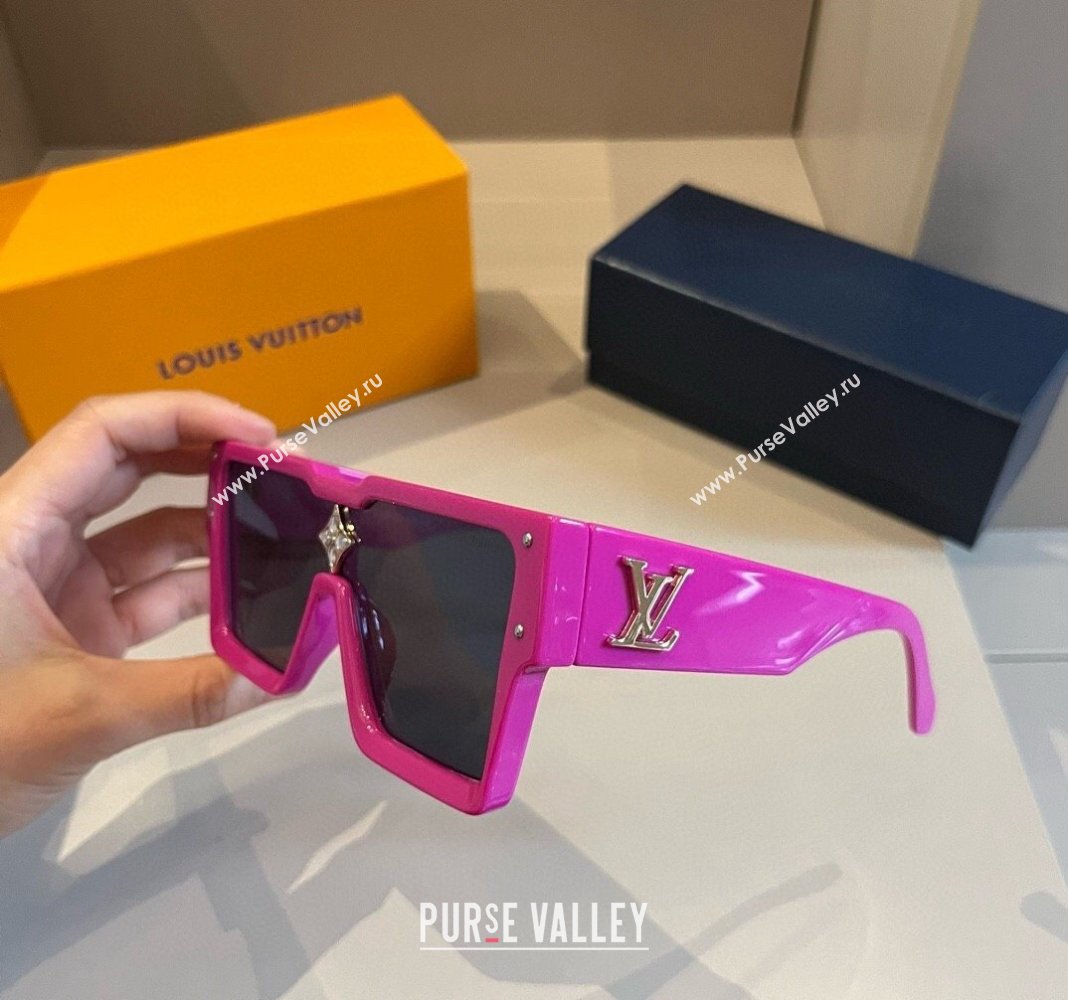 Louis Vuitton Cyclone Sunglasses Dark Pink 2024 0514 (XMN-240514187)