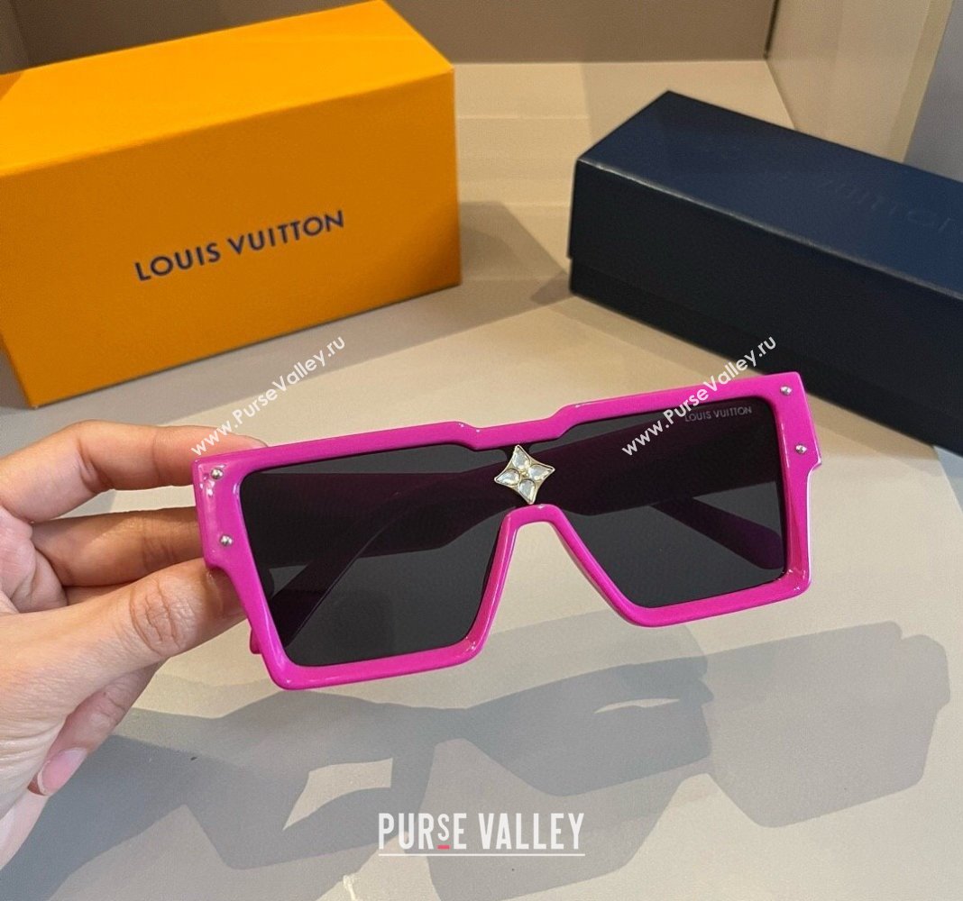 Louis Vuitton Cyclone Sunglasses Dark Pink 2024 0514 (XMN-240514187)