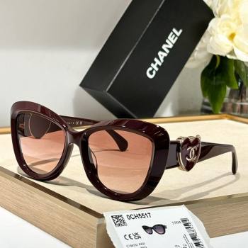 Chanel Sunglasses with Heart CH5517 Burgundy 2024 (A-240514215)