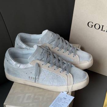 Golden Goose Womens Super-Star in silver-tone leather with grey suede insert 2025 0902 (13-250902102)