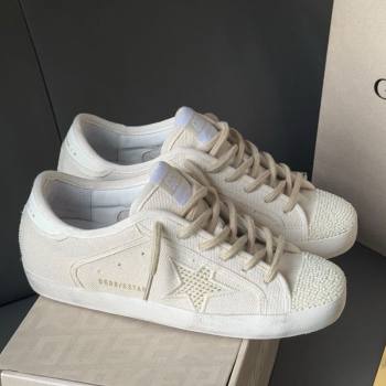 Golden Goose Super-Star in pearl-colored canvas with a tone-on-tone mesh effect star 2025 0902 (13-250902098)