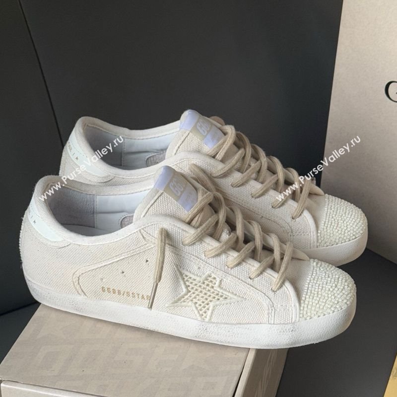 Golden Goose Super-Star in pearl-colored canvas with a tone-on-tone mesh effect star 2025 0902 (13-250902098)