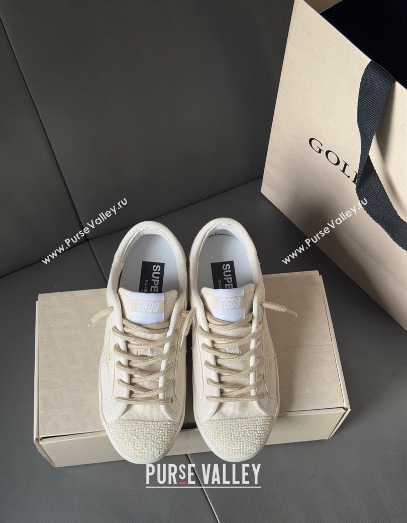 Golden Goose Super-Star in pearl-colored canvas with a tone-on-tone mesh effect star 2025 0902 (13-250902098)
