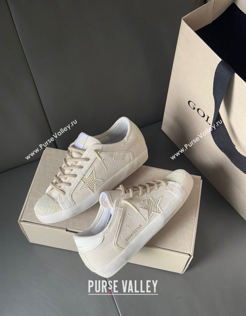 Golden Goose Super-Star in pearl-colored canvas with a tone-on-tone mesh effect star 2025 0902 (13-250902098)