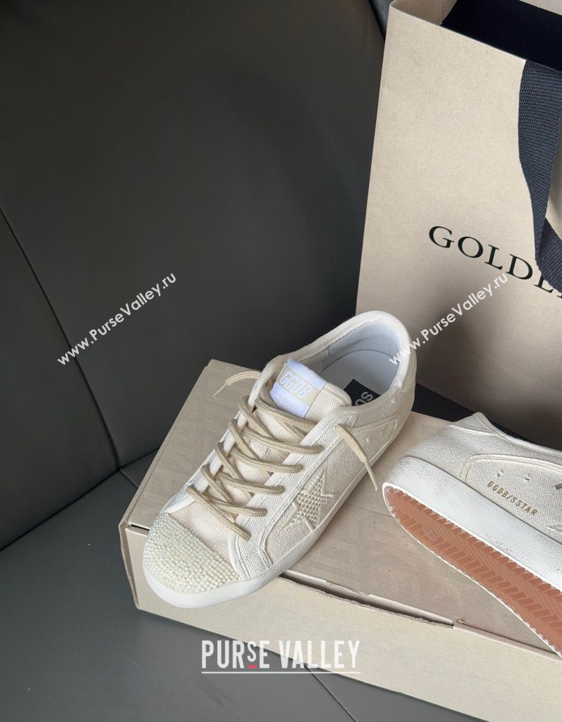 Golden Goose Super-Star in pearl-colored canvas with a tone-on-tone mesh effect star 2025 0902 (13-250902098)
