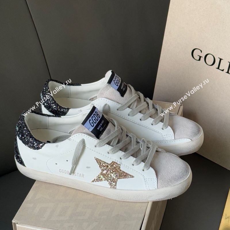 Golden Goose Womens Super-Star with gold star and black glitter heel tab 2025 0902 (13-250902097)