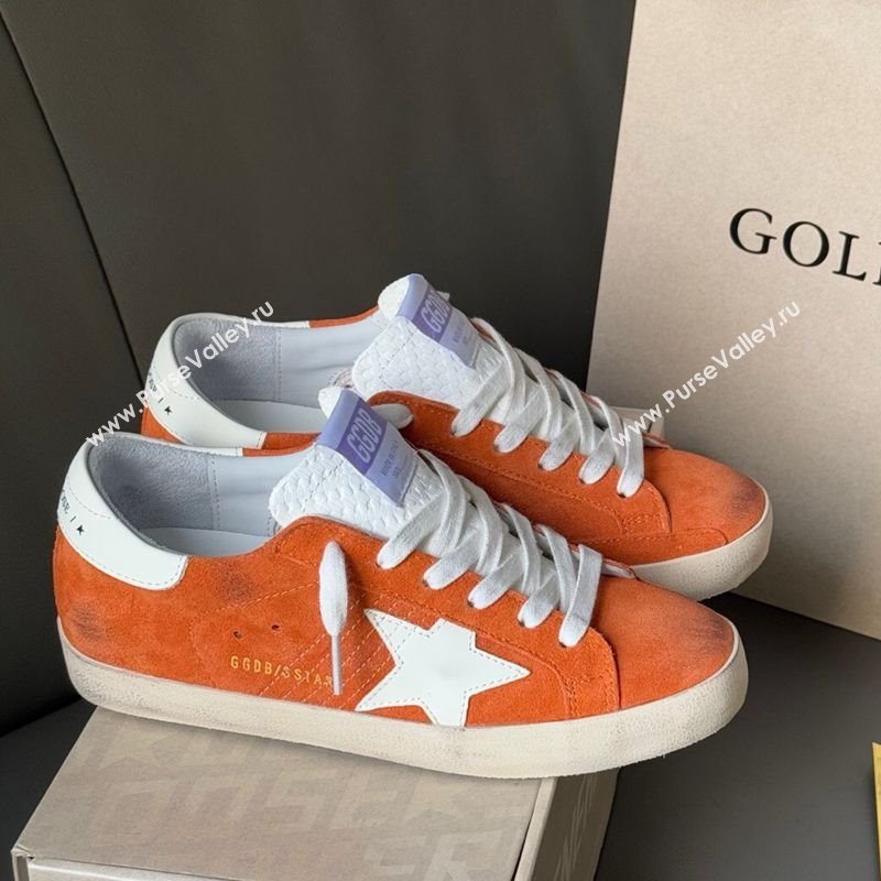 Golden Goose Women’s Super-Star in orange suede with white leather star and heel tab 2025 0902 (13-250902096)