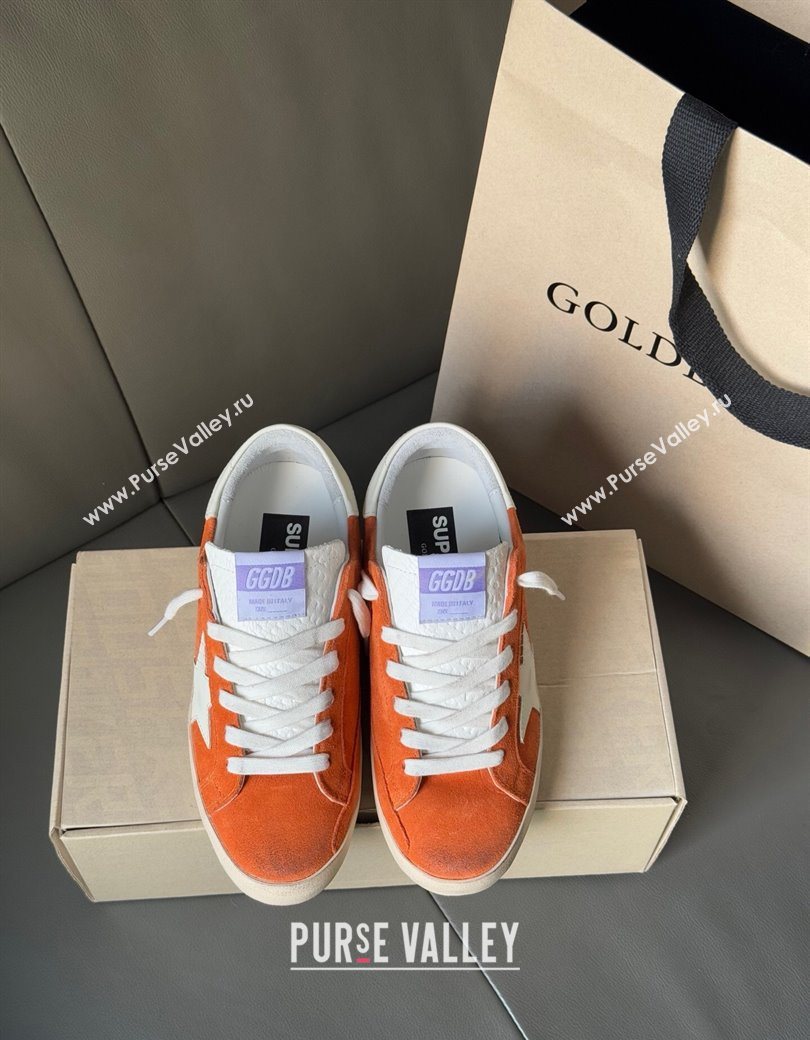 Golden Goose Women’s Super-Star in orange suede with white leather star and heel tab 2025 0902 (13-250902096)