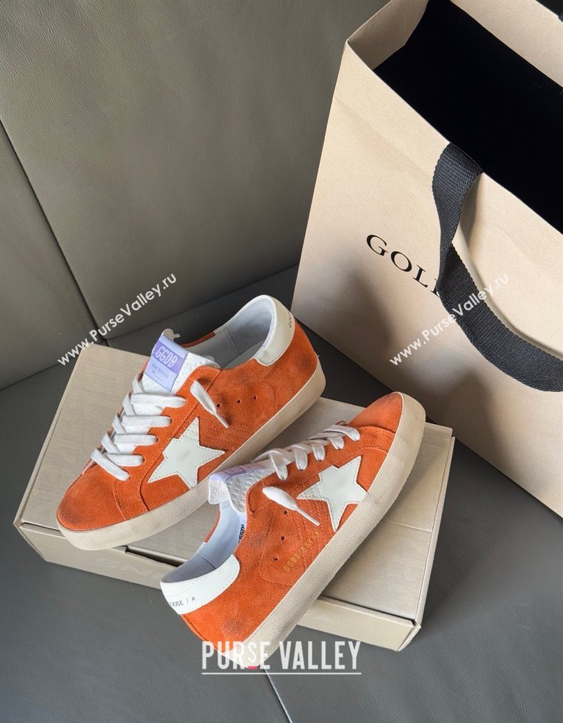 Golden Goose Women’s Super-Star in orange suede with white leather star and heel tab 2025 0902 (13-250902096)