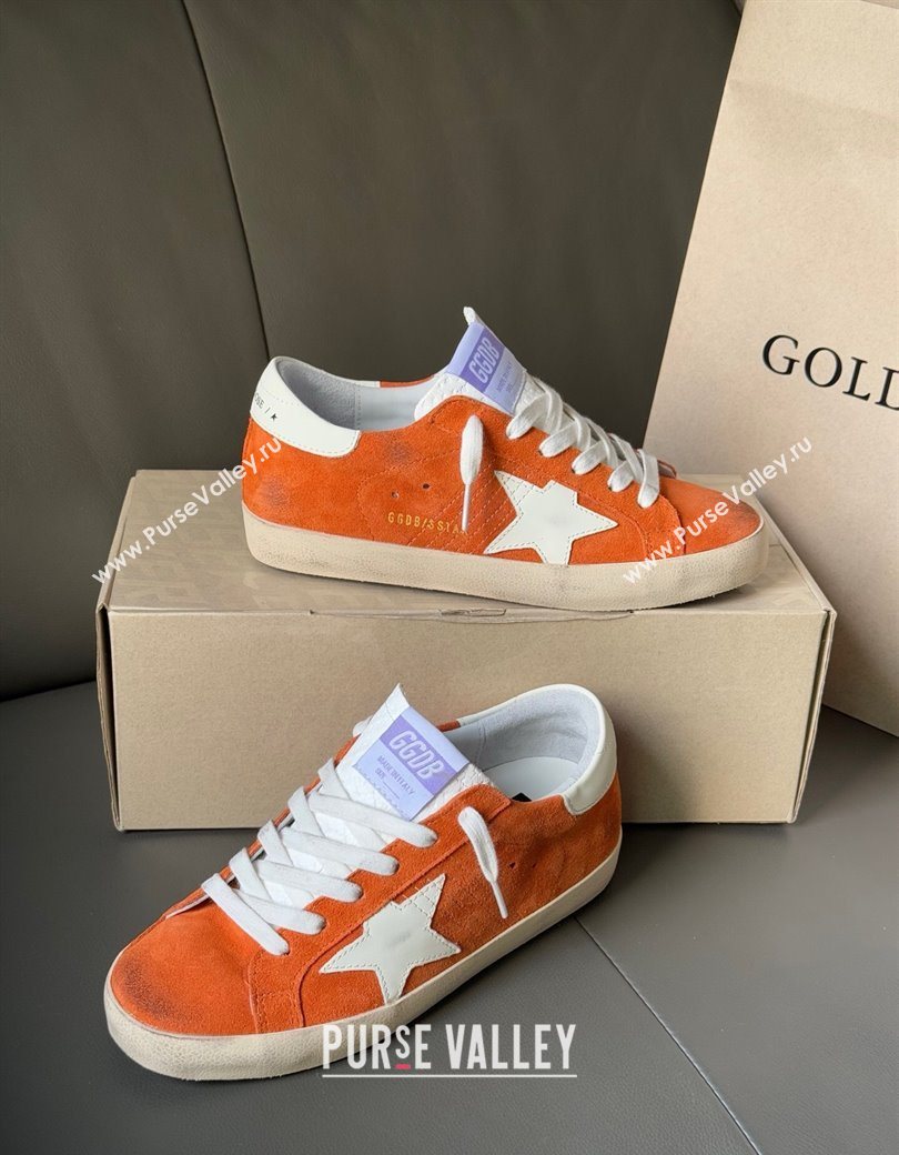 Golden Goose Women’s Super-Star in orange suede with white leather star and heel tab 2025 0902 (13-250902096)