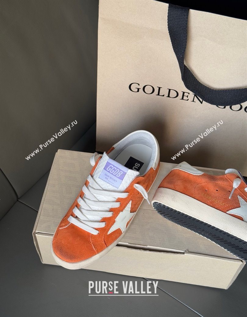 Golden Goose Women’s Super-Star in orange suede with white leather star and heel tab 2025 0902 (13-250902096)