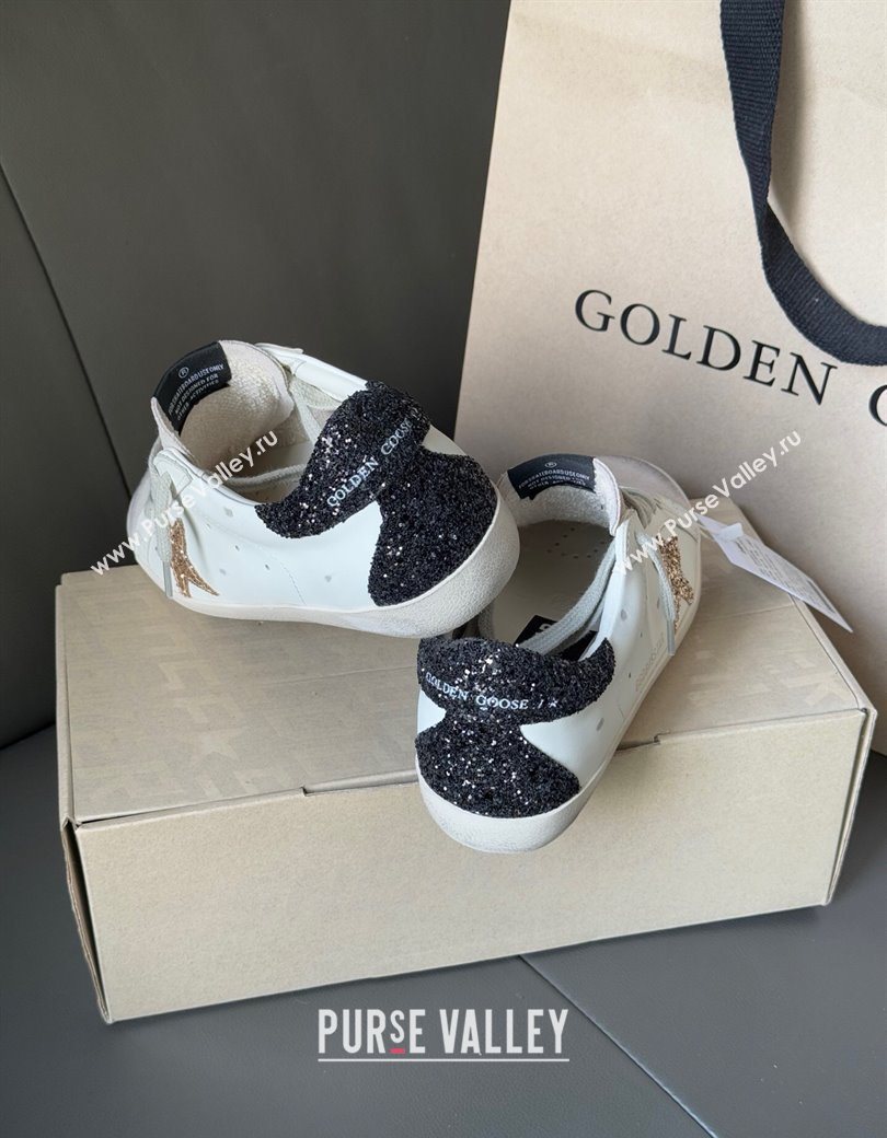 Golden Goose Womens Super-Star with gold star and black glitter heel tab 2025 0902 (13-250902097)