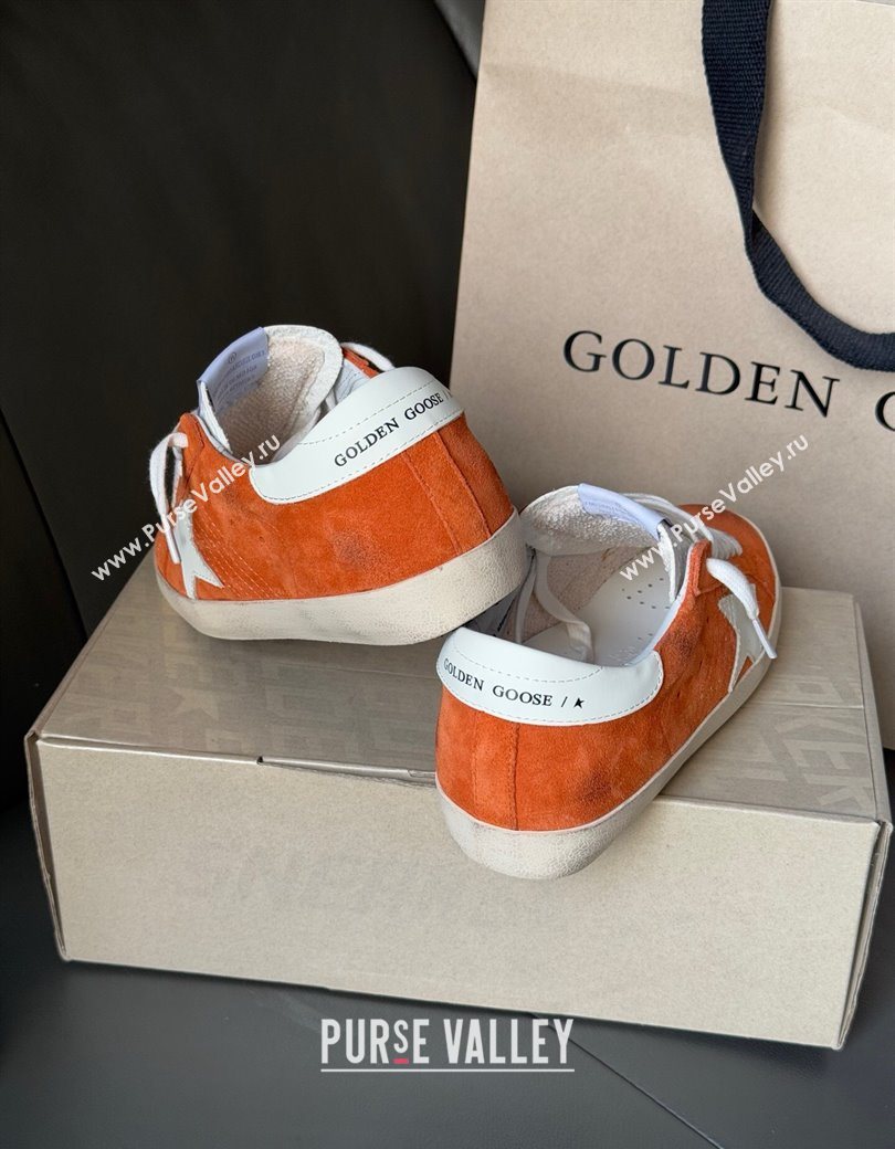 Golden Goose Women’s Super-Star in orange suede with white leather star and heel tab 2025 0902 (13-250902096)
