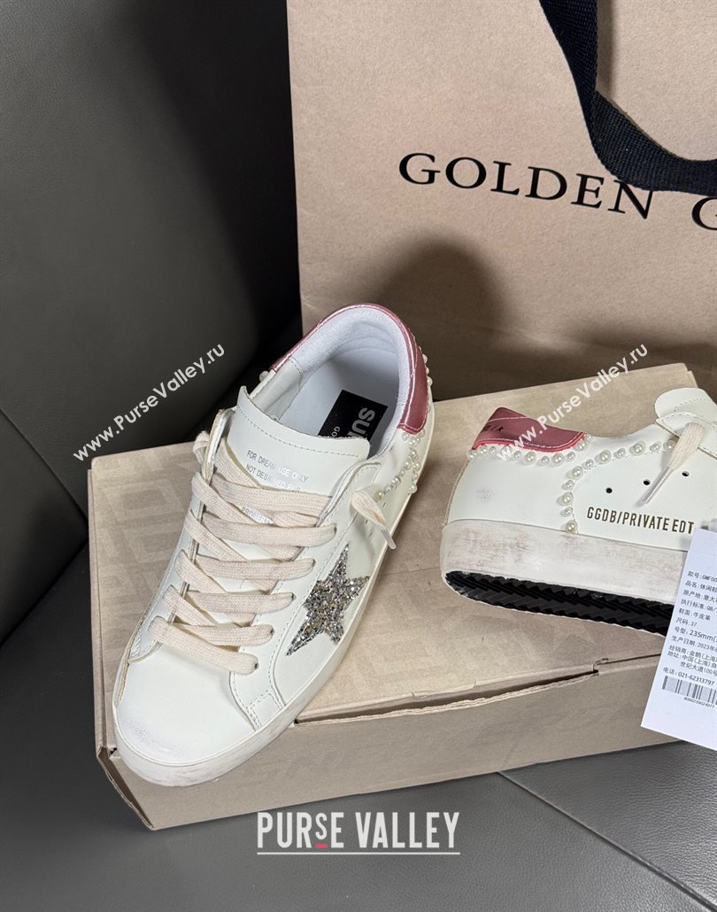 Golden Goose Super-Star Sneakers in white leather with pearls 2025 0429 (MD-250429049)