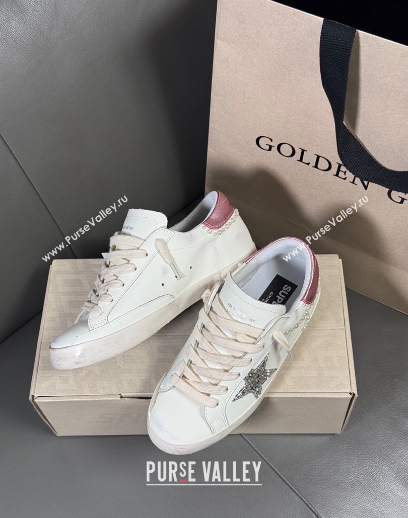 Golden Goose Super-Star Sneakers in white leather with pearls 2025 0429 (MD-250429049)
