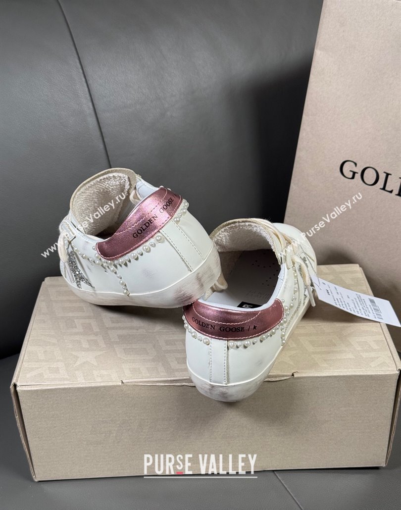 Golden Goose Super-Star Sneakers in white leather with pearls 2025 0429 (MD-250429049)