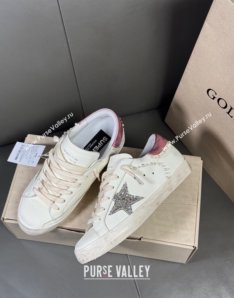 Golden Goose Super-Star Sneakers in white leather with pearls 2025 0429 (MD-250429049)