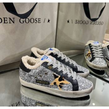 Golden Goose Womens Super-Star Sneakers in Silver Glitters and Wool 2025 GGDB103105 (MD-251031061)