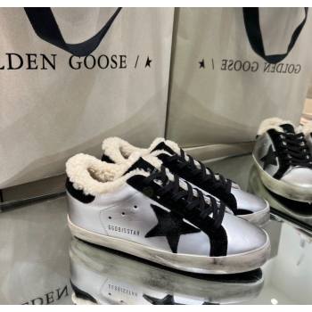 Golden Goose Womens Super-Star Sneakers in Silver Leather and Wool 2025 GGDB103106 (MD-251031062)