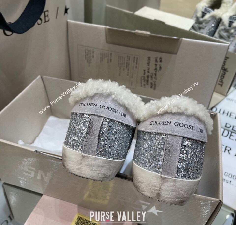 Golden Goose Womens Super-Star Sneakers in Silver Glitters and Wool 2025 GGDB103107 (MD-251031063)