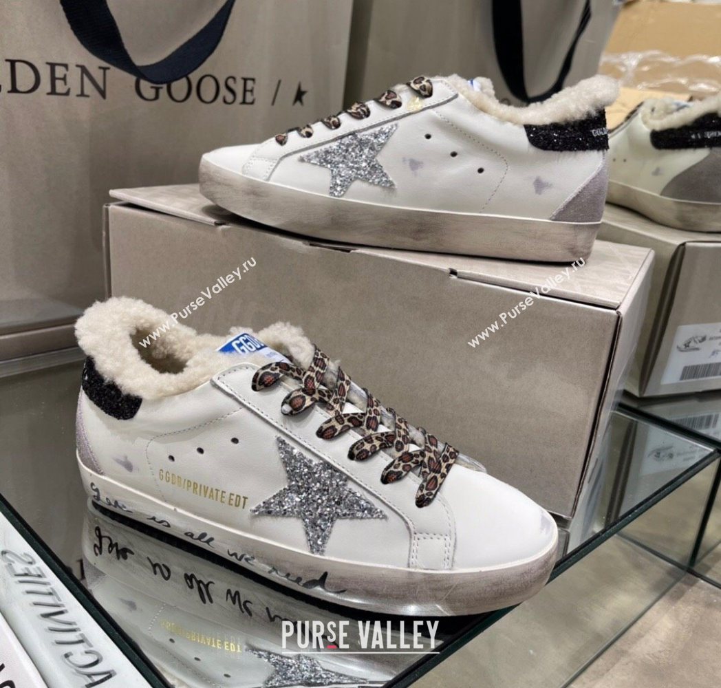 Golden Goose Womens Super-Star Sneakers in White Leather and Wool 2025 GGDB103108 (MD-251031064)
