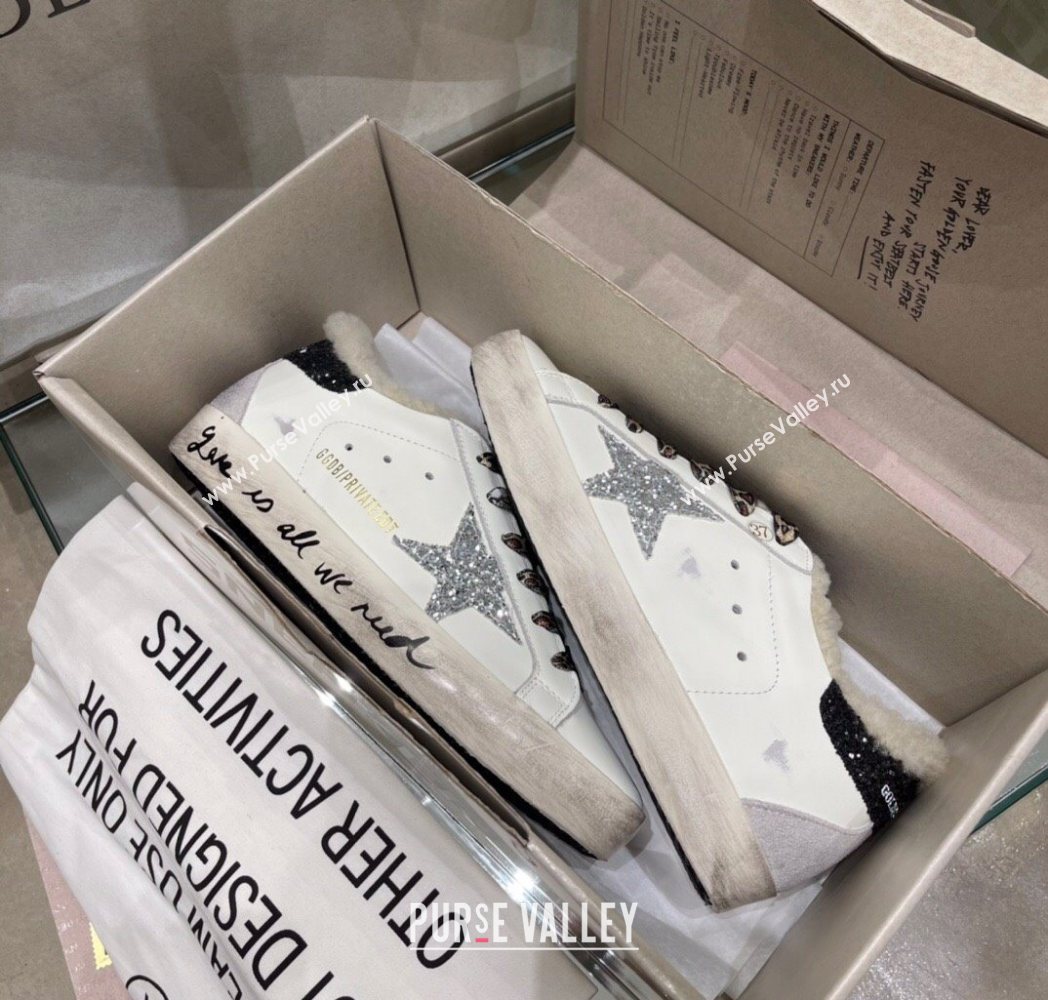 Golden Goose Womens Super-Star Sneakers in White Leather and Wool 2025 GGDB103108 (MD-251031064)