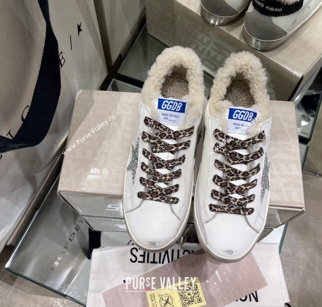 Golden Goose Womens Super-Star Sneakers in White Leather and Wool 2025 GGDB103108 (MD-251031064)