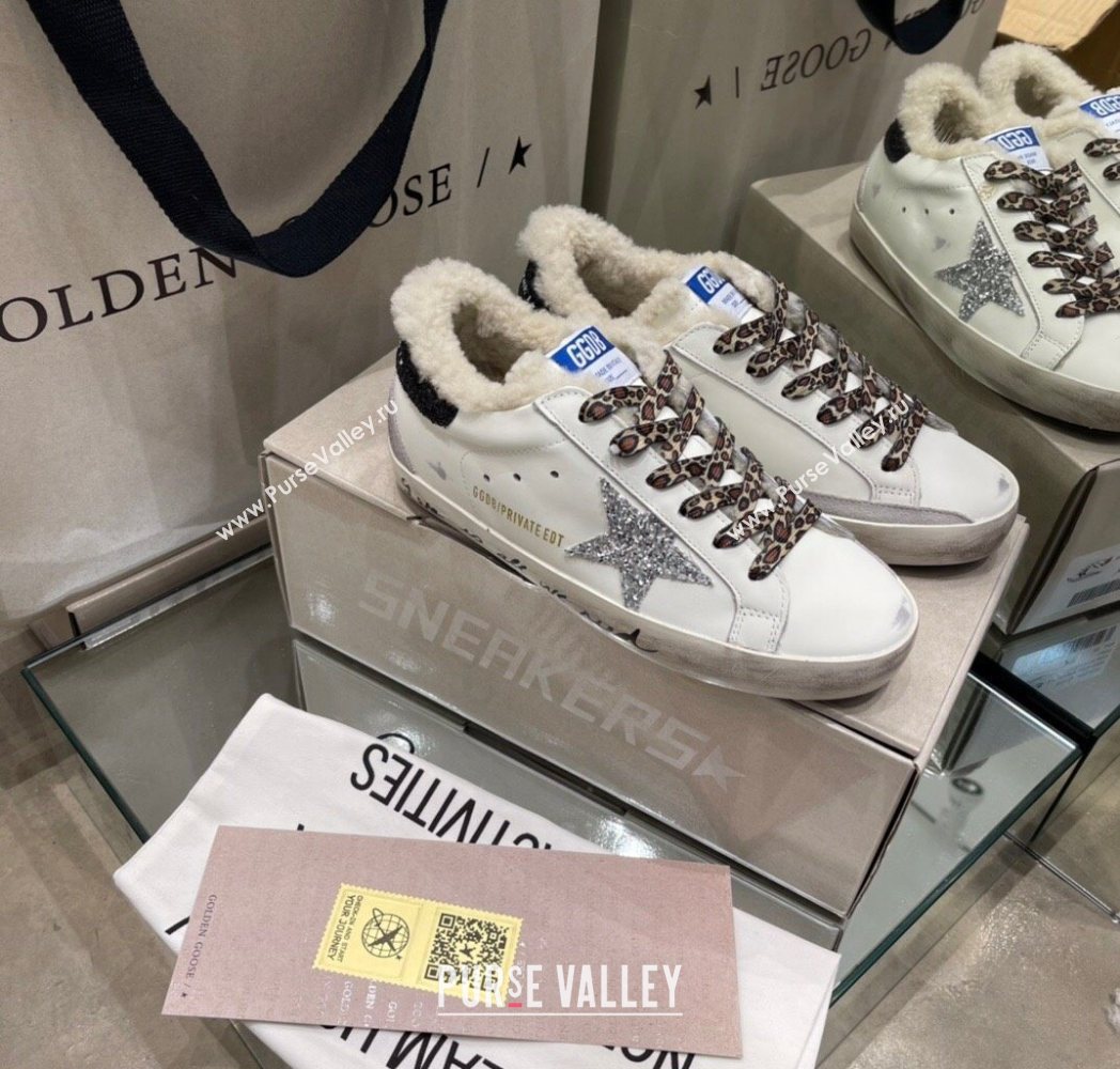 Golden Goose Womens Super-Star Sneakers in White Leather and Wool 2025 GGDB103108 (MD-251031064)