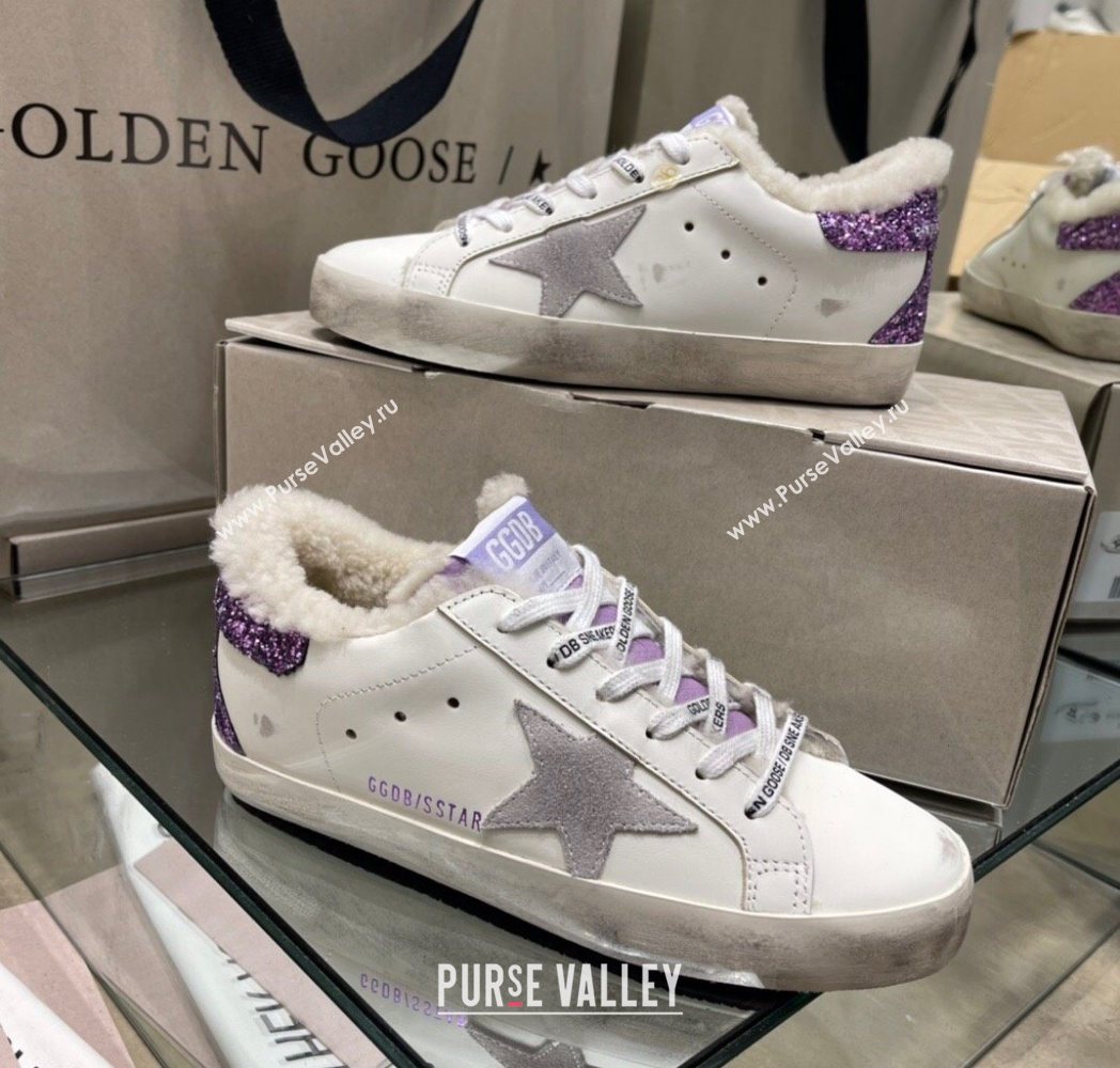 Golden Goose Womens Super-Star Sneakers in White Leather and Wool 2025 GGDB103109 (MD-251031065)