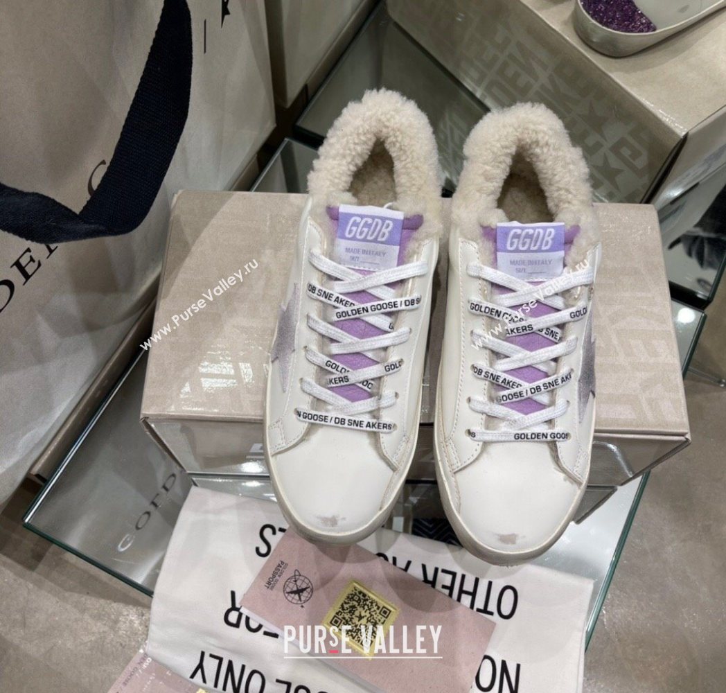 Golden Goose Womens Super-Star Sneakers in White Leather and Wool 2025 GGDB103109 (MD-251031065)