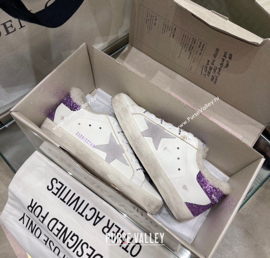 Golden Goose Womens Super-Star Sneakers in White Leather and Wool 2025 GGDB103109 (MD-251031065)