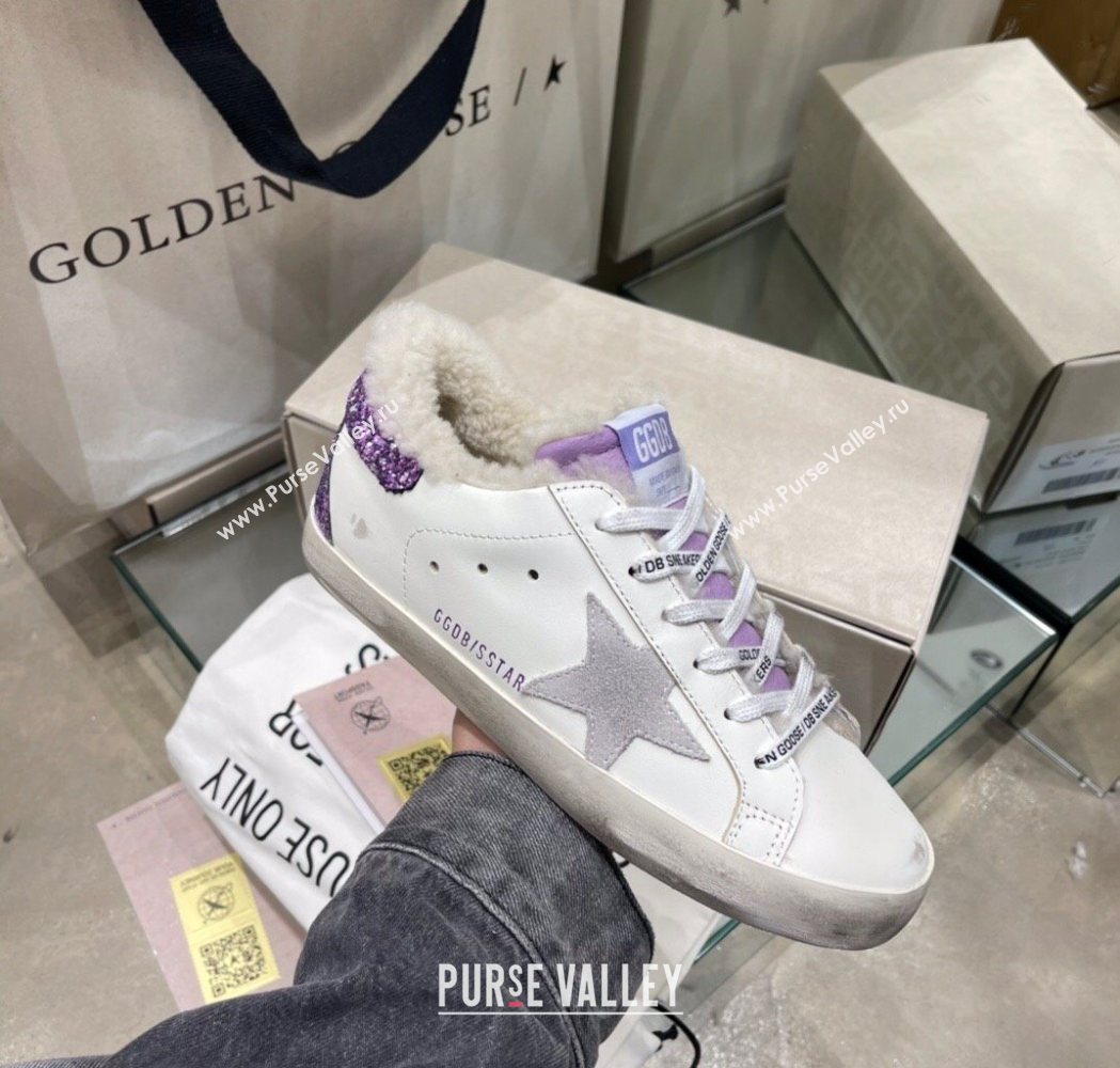 Golden Goose Womens Super-Star Sneakers in White Leather and Wool 2025 GGDB103109 (MD-251031065)