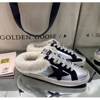 Golden Goose Womens Super-Star Sabots Sneaker in Silver Leather and Wool 2025 GGDB103112 (MD-251031067)