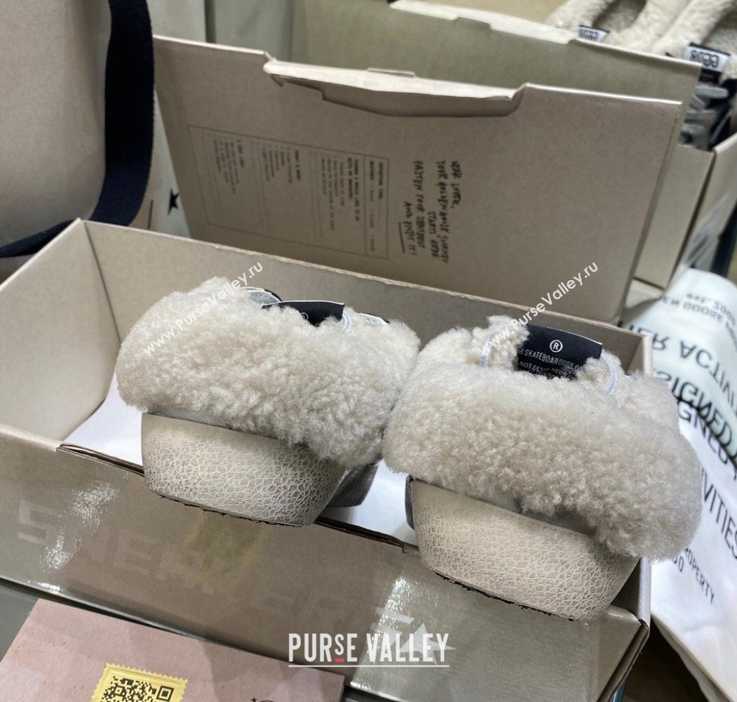 Golden Goose Womens Super-Star Sabots Sneaker in Silver Leather and Wool 2025 GGDB103112 (MD-251031067)