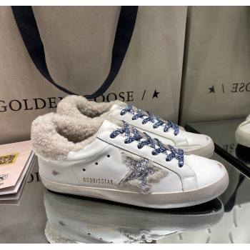 Golden Goose Womens Super-Star Sneakers in White Leather and Wool 2025 GGDB103112 (MD-251031068)